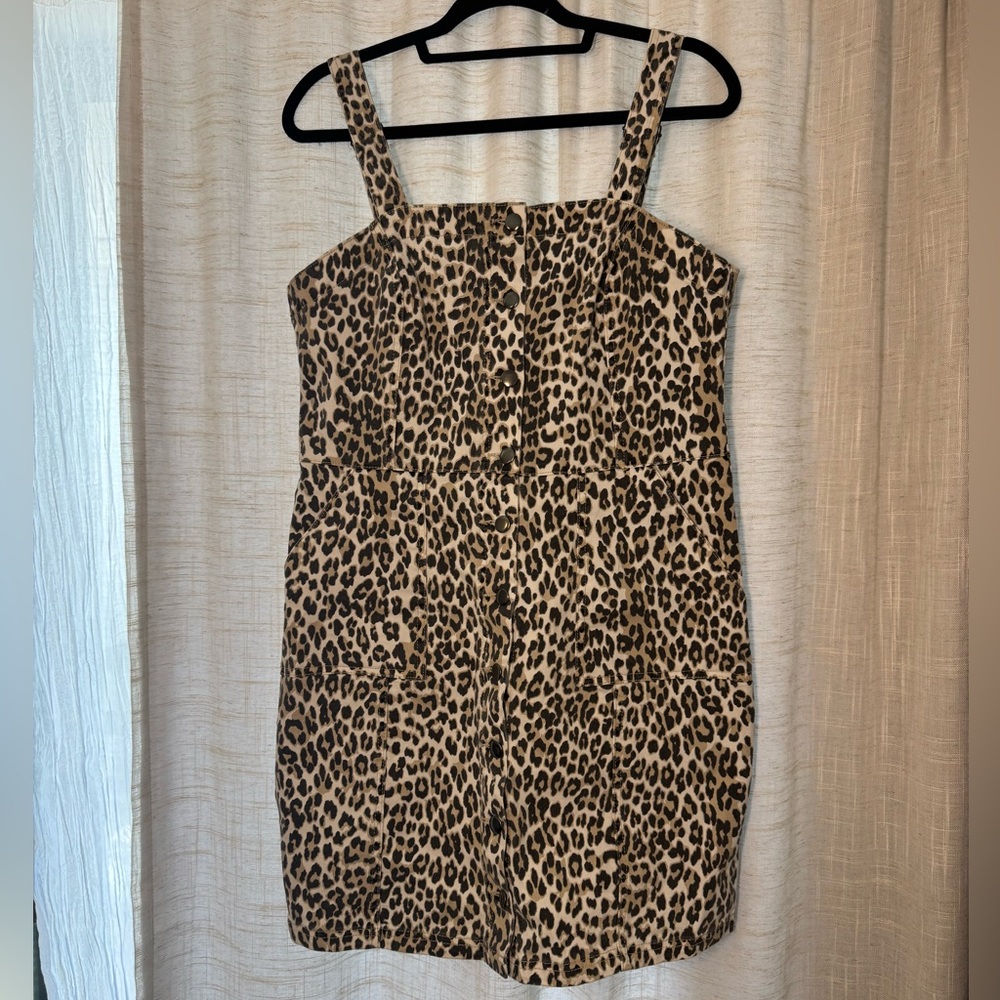 Cheetah Leopard Print Button Down Dress
